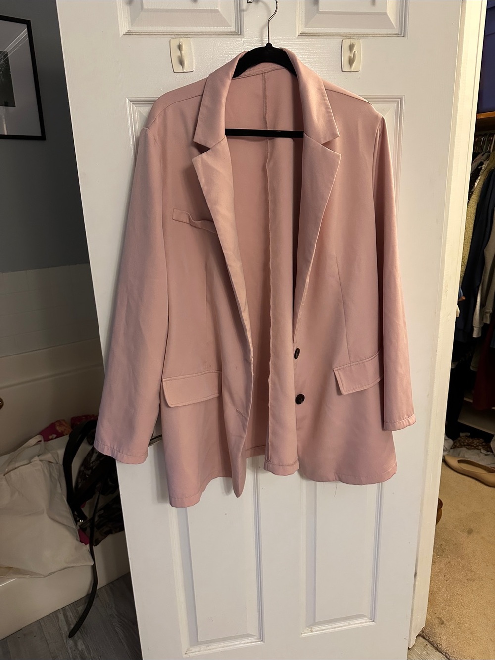 SHEIN Dusty Pink Oversized Single-Breasted Blazer